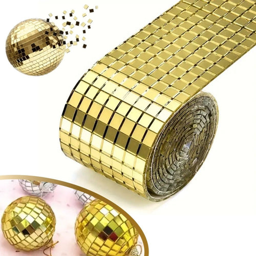 1 Metre Uzunluğunda Gold Renk Aynalı Mozaik Taşlı Dekor Bandı 4 cm x 1 mt (5286)