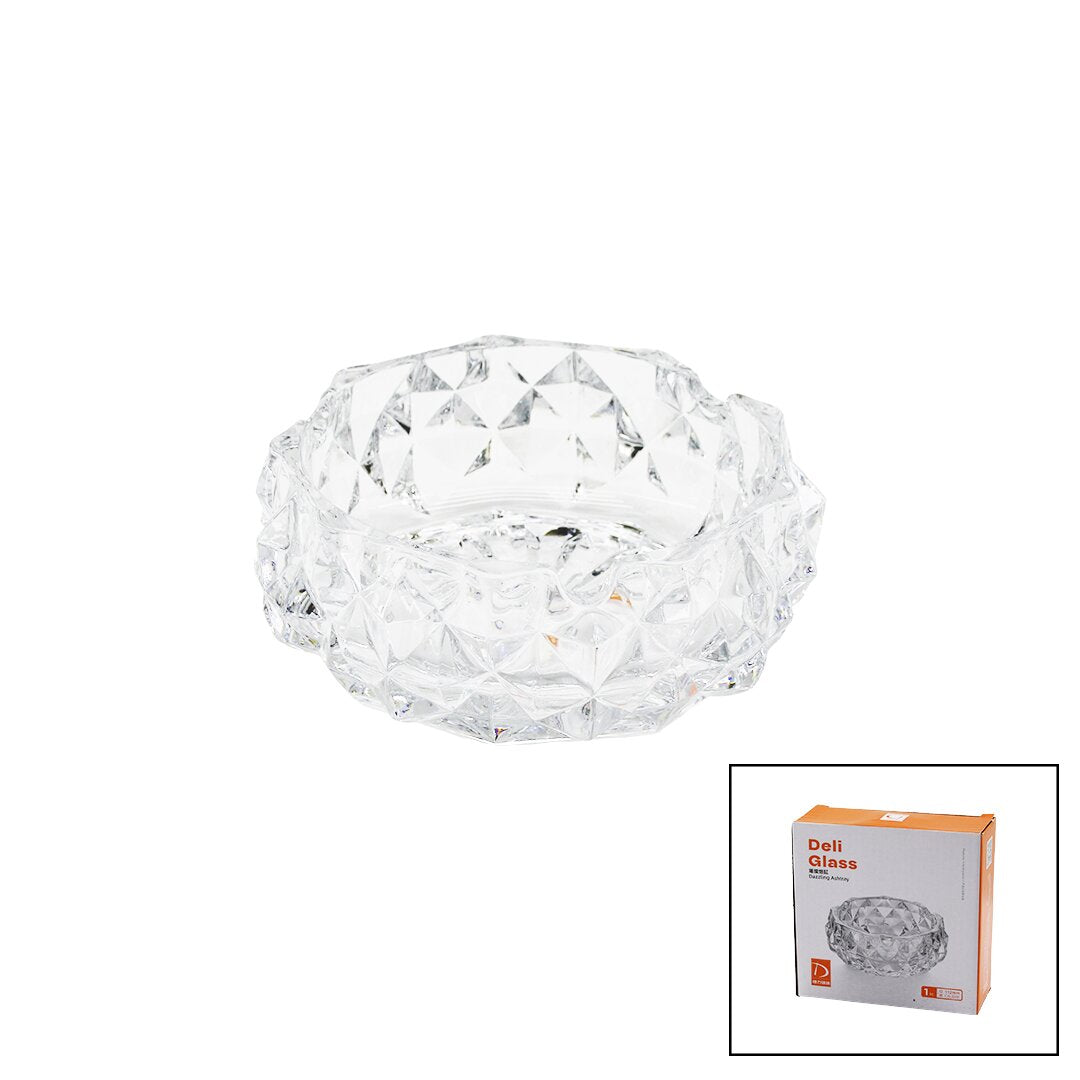 BÜYÜK CAM - DIAMOND KRİSTAL ŞEKİL YUVARLAK KÜLLÜK ÇAP: 12.8CM - D: 5.2CM (5286)