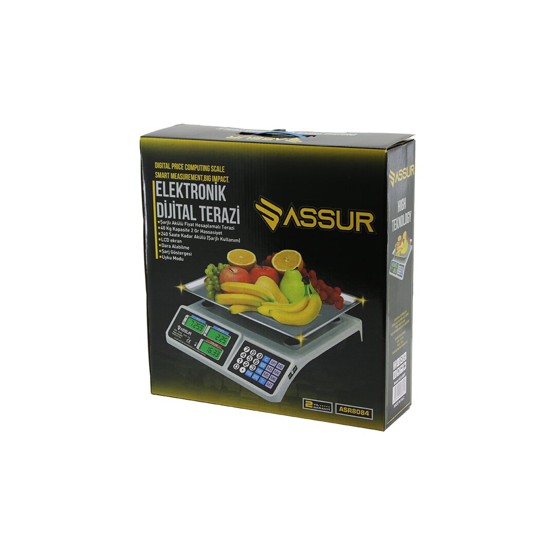 BÜYÜK DİJİTAL KARPUZ TERAZİ TARTI 40KG/2GR 7 FİYAT HAFIZASI FİŞ ŞARJLI ACS-809T (5286)