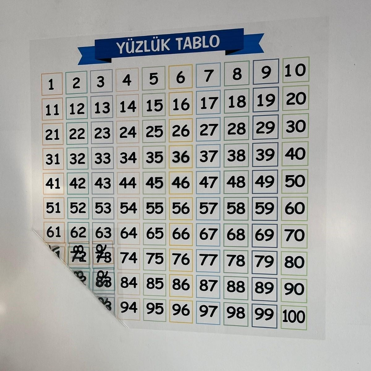 ANKAVERSE® Matematik Öğreten Yüzlük Tablo Duvarda İz Bırakmaz Akıllı Kağıt Yapışkansız Statik  60x60 cm