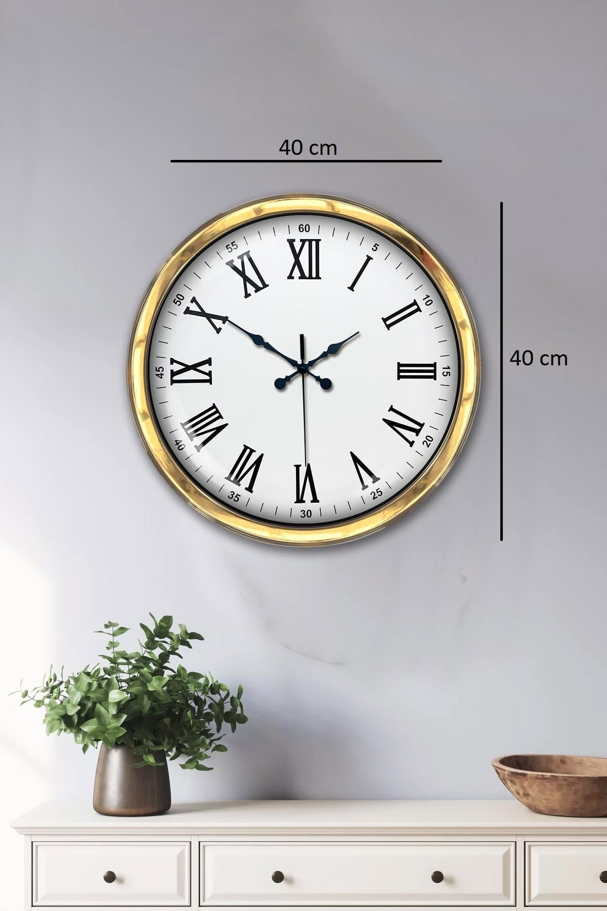 Zentime Majestic Gold 40 Cm Metal Duvar Saati