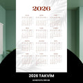 Takvim 2026 Premium A3 300 Gr Dijital Baskı Beyaz Bordo