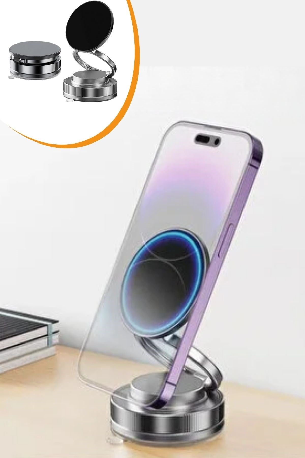 ANKAVERSE® Vakumlu Manyetik Telefon Tutucu – Güçlü Vakum 360° Döner Araç İçi Telefon Standı, Ultra Sabit Manyetik Destekli Mobil Cihaz Aparatı