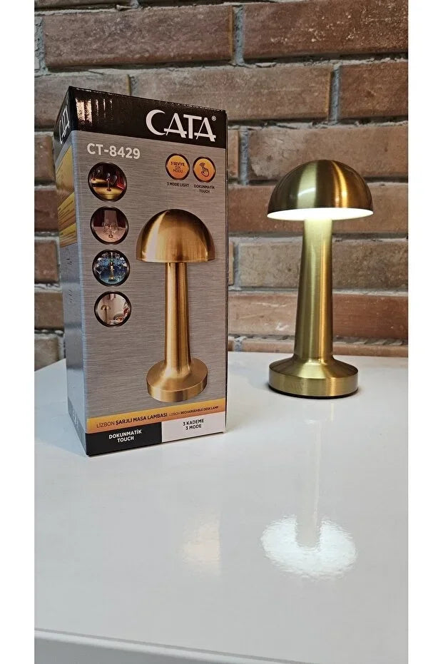 GOLD Mantar Lamba CT-8429 Lizbon 3 Renk Şarjlı Masa Lambası (5286)