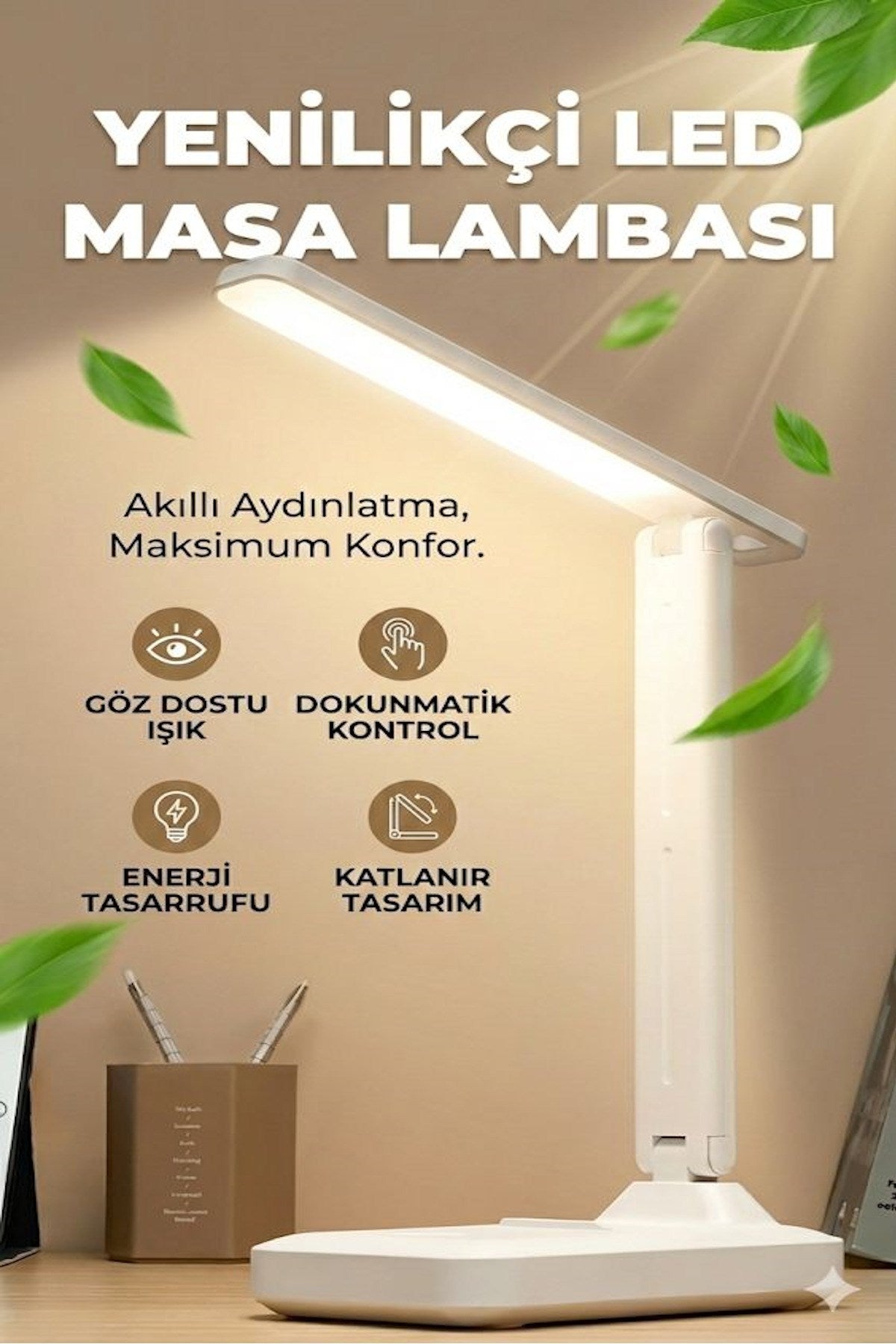 Katlanabilir Dokunmatik Kontrollü Göz Dostu Akıllı LED Masa Lambası - Enerji Tasarruflu