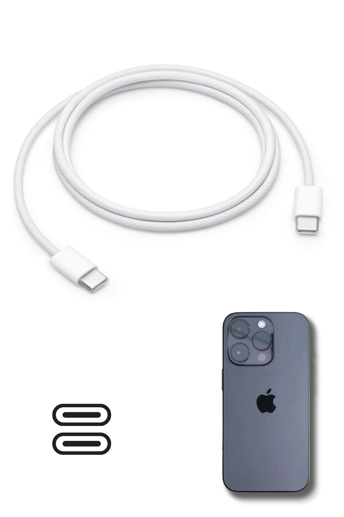 ANKAVERSE® iPhone 15/15 Pro Hasır Örgü Type-C Hızlı Şarj Kablosu (1m)
