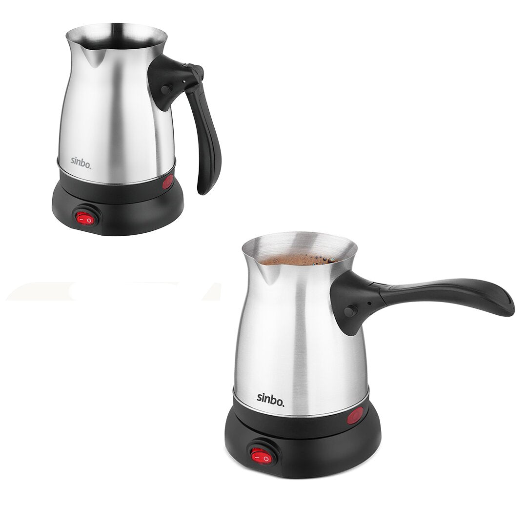 ÇELİK ELEKTRİKLİ CEZVE TÜRK KAHVE MAKİNESİ - 6FİNCAN=500ML 360 DERECE KABLOSUZ KULLANIM 600W SCM-2992 (5286)