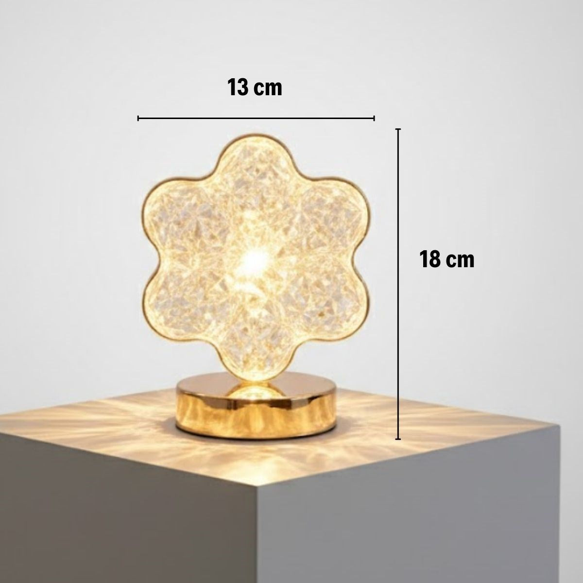 Çiçek Model Kristal LED Masa Lambası – Dokunmatik, 3 Renk Işık Modlu, Şarjlı Mini Dekoratif Gece Lambası (5286)
