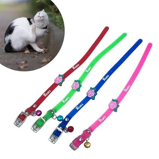 Çıngıraklı Zilli Sevimli Renkli Slikon Kedi Köpek Boyun Tasması (5286)