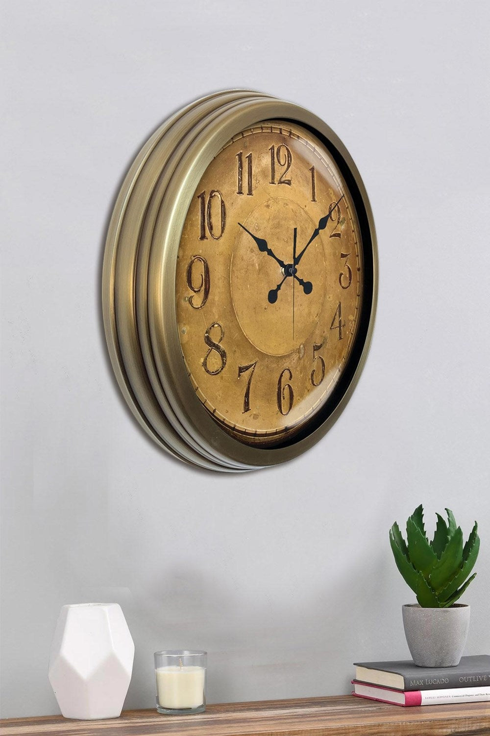 Zentime Bronz Nostalji 40 Cm Metal Eskitme Duvar Saati