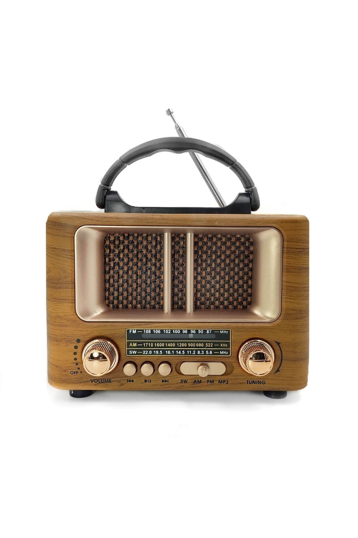 ANKAVERSE® Küçük Mini Boy Retro Ahşap Tasarım Bluetooth Hoparlörlü Radyo - FM/AM Destekli, Şarjlı ve Taşınabilir Radyo NS-8108