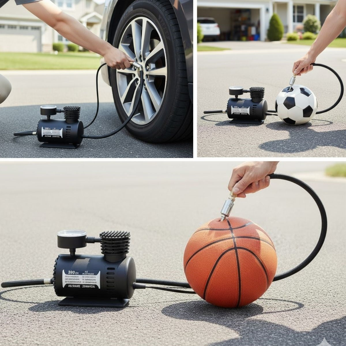 ANKAVERSE® 300 PSI Güçlü Taşınabilir Hava Kompresörü–Araba, Motosiklet, Bisiklet ve Top Şişirme İçin Çakmaklıklı Lastik Şişirme Pompası