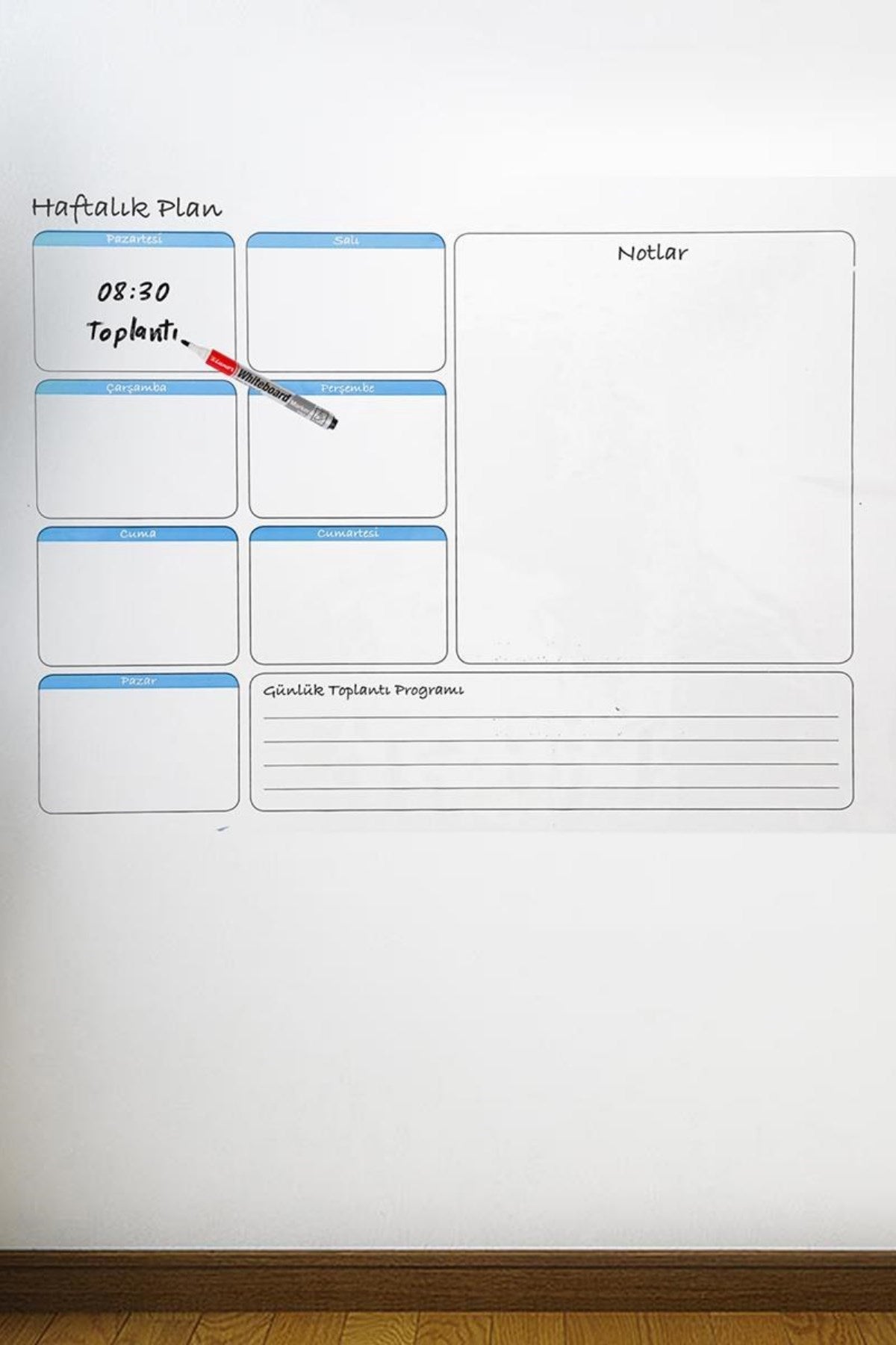 ANKAVERSE® Haftalık Planlayıcı Manyetik Duvar Stickerı Takvim 56 cm x 70 cm