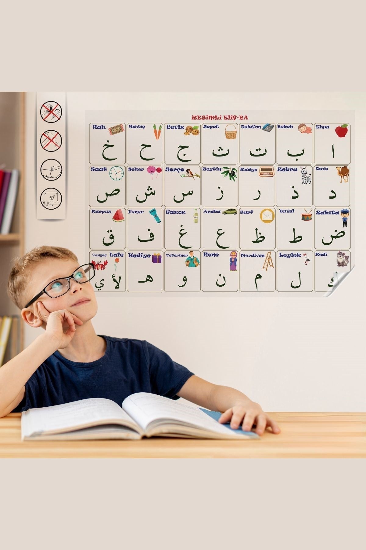 ANKAVERSE® 70x100 cm Statik Kağıt Elif-Ba Öğrenme Tahtası
