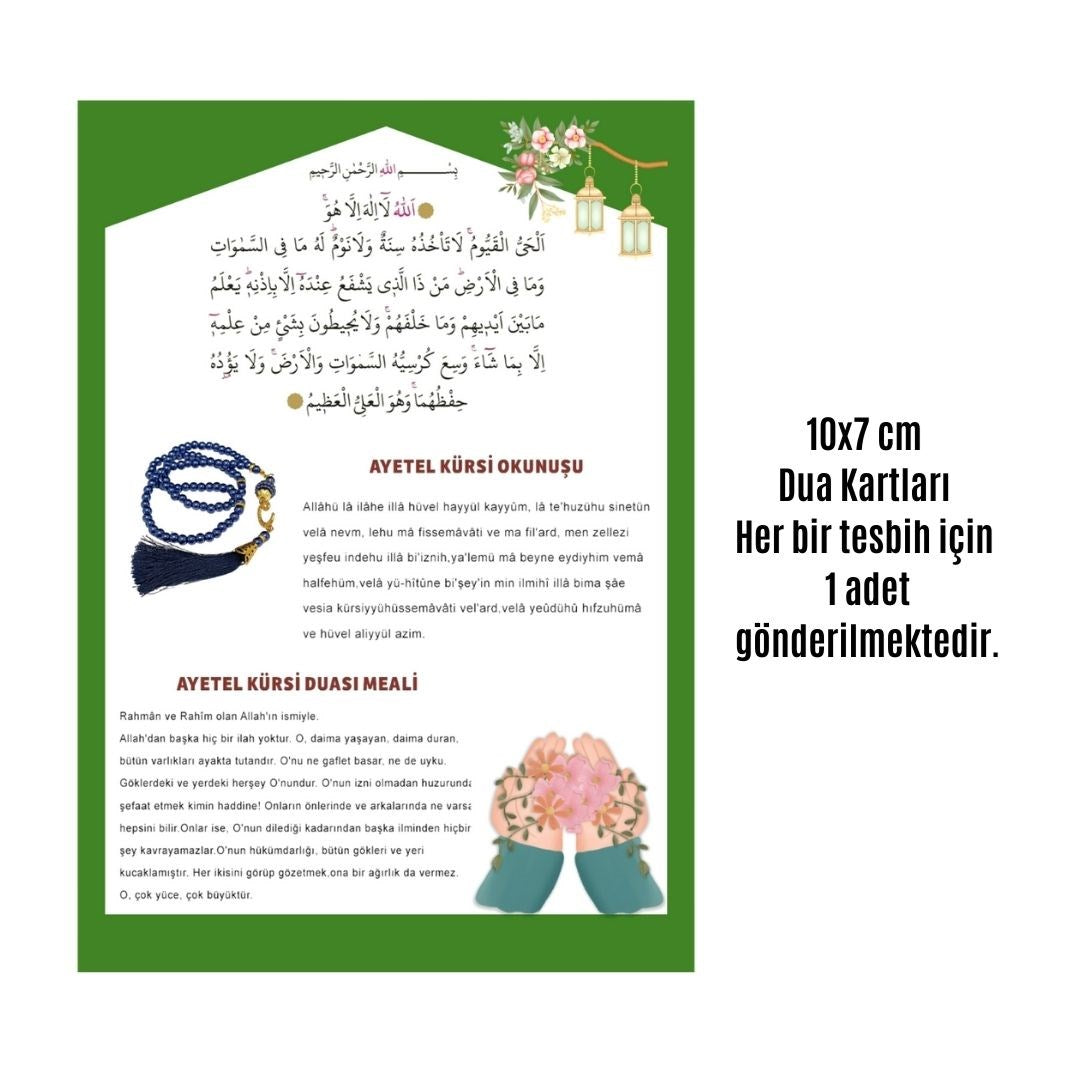 Namaz Tesbihi Vavlı 99'lu Cam İncili Ayet-el Kürsi Dua Kartı İle Mor Renk Hediyelik 100 Adet
