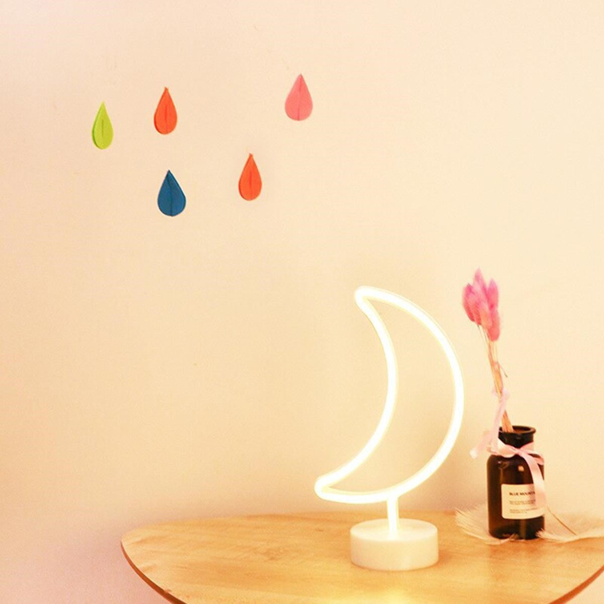ANKAVERSE® Dekoratif Pilli Ay Tasarımlı 3D Neon Led Masa Ve Gece Lambası