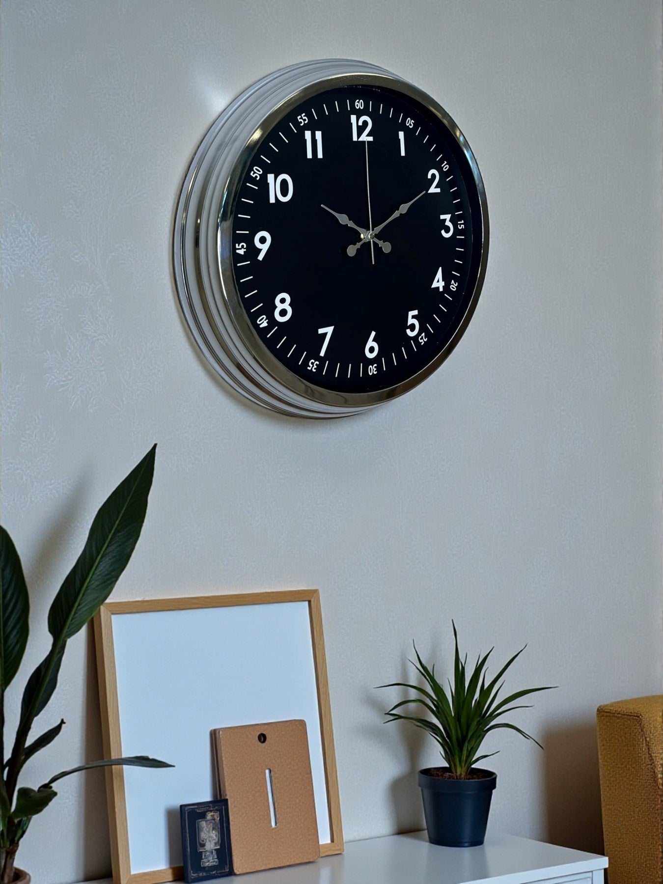 Zentime Klasik 40 Cm Krom Şık Metal Duvar Saati