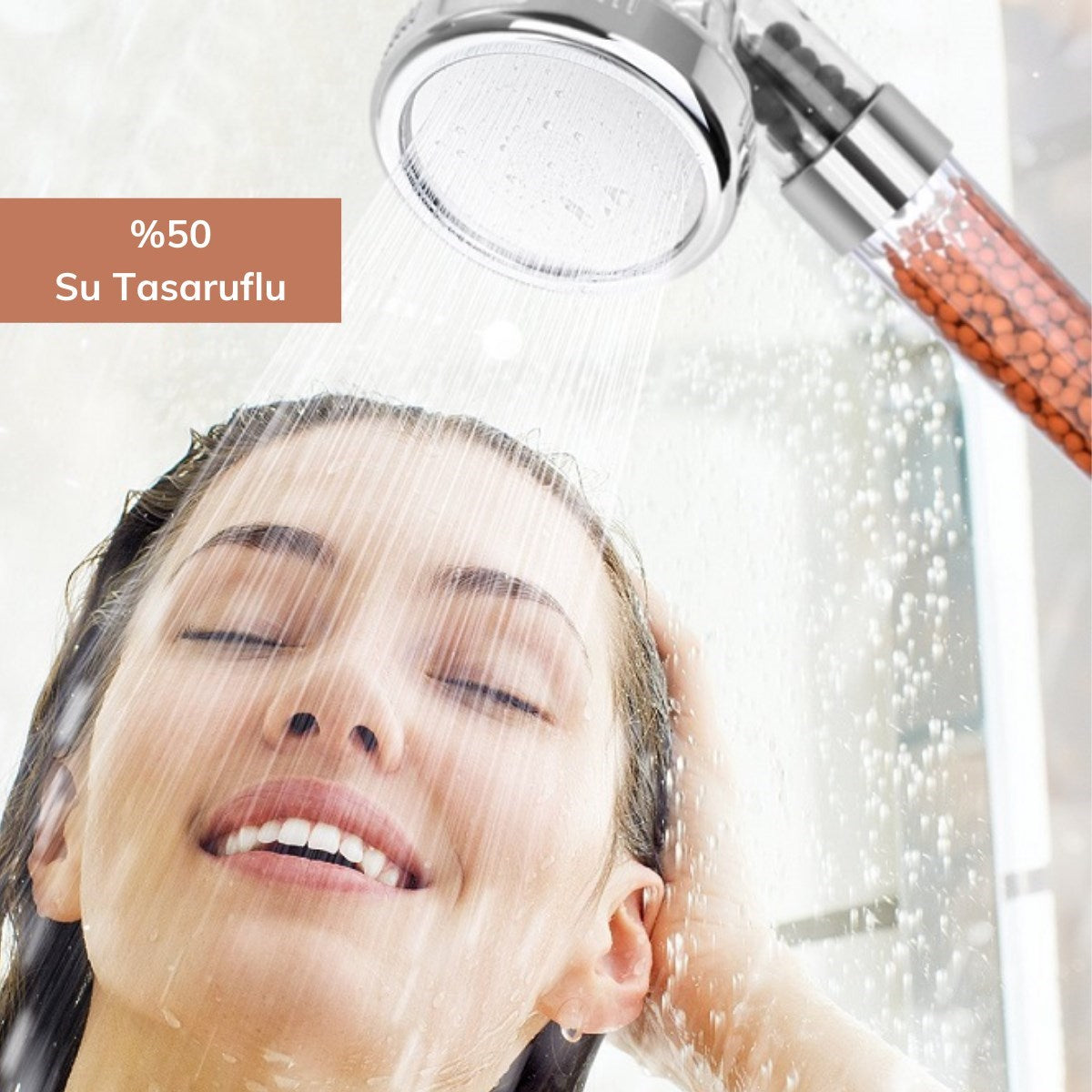 ANKAVERSE® %50 Su Tasarruflu ve Arıtmalı Doğal Taşlı Banyo El Duş Başlığı