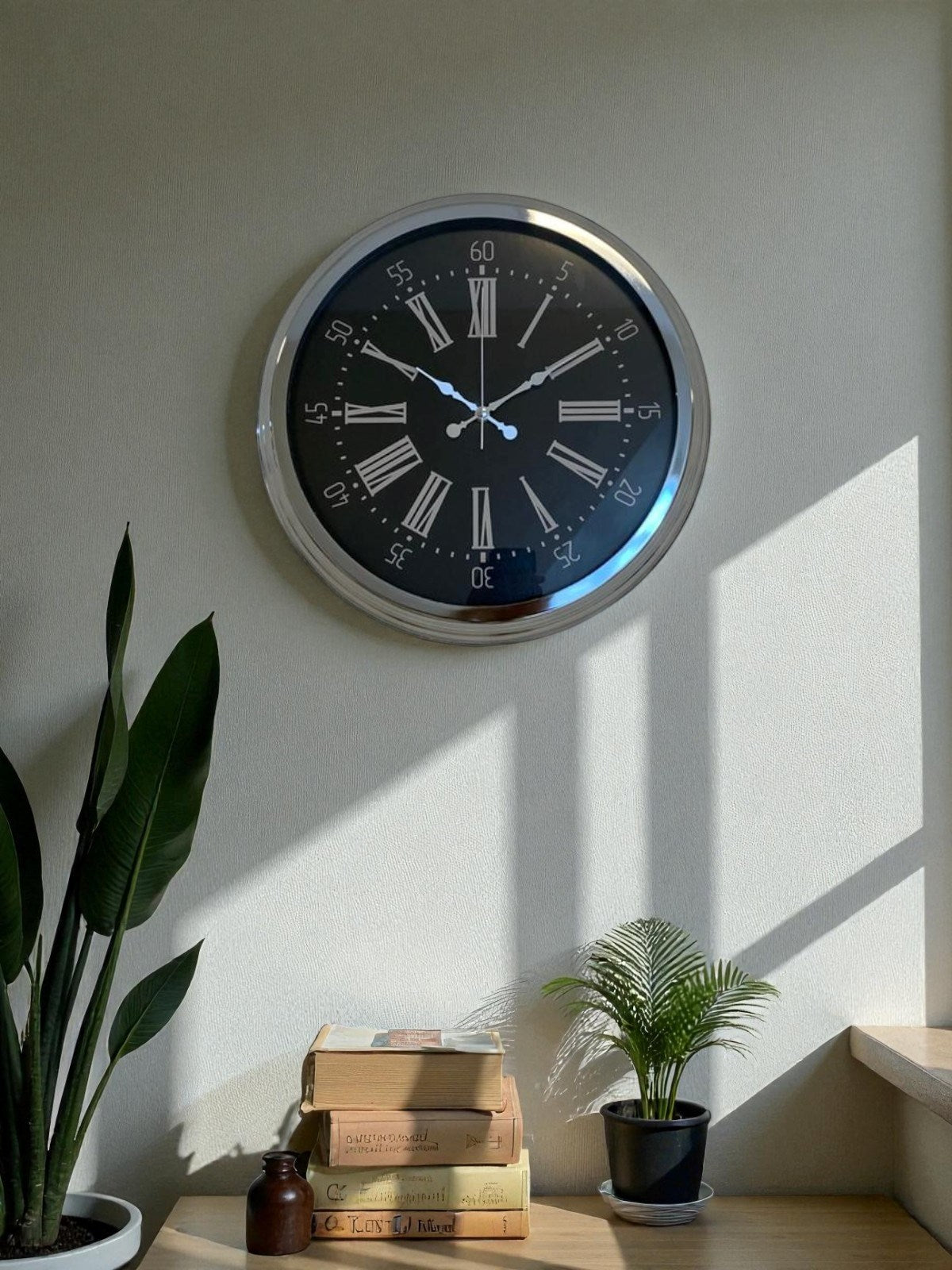 Zentime Krom Roma Rakamlı 40 Cm Metal Modern Duvar Saati