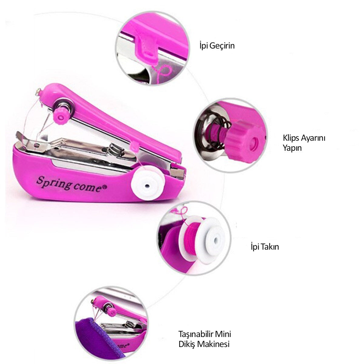 ANKAVERSE® Spring Come Mini Kolay Seyehat ve Ev Tipi El Dikiş Dikme Makinası