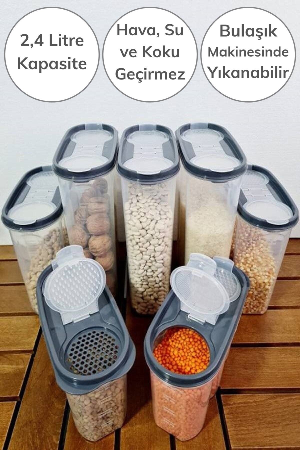 ANKAVERSE® 2,4 Litre Çift Kapaklı Ölçekli Kuru Gıda Saklama Kabı - SA940