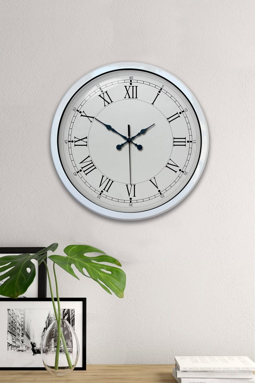 Zentime 40 Cm Metal Beyaz Roma Rakamlı Duvar Saati