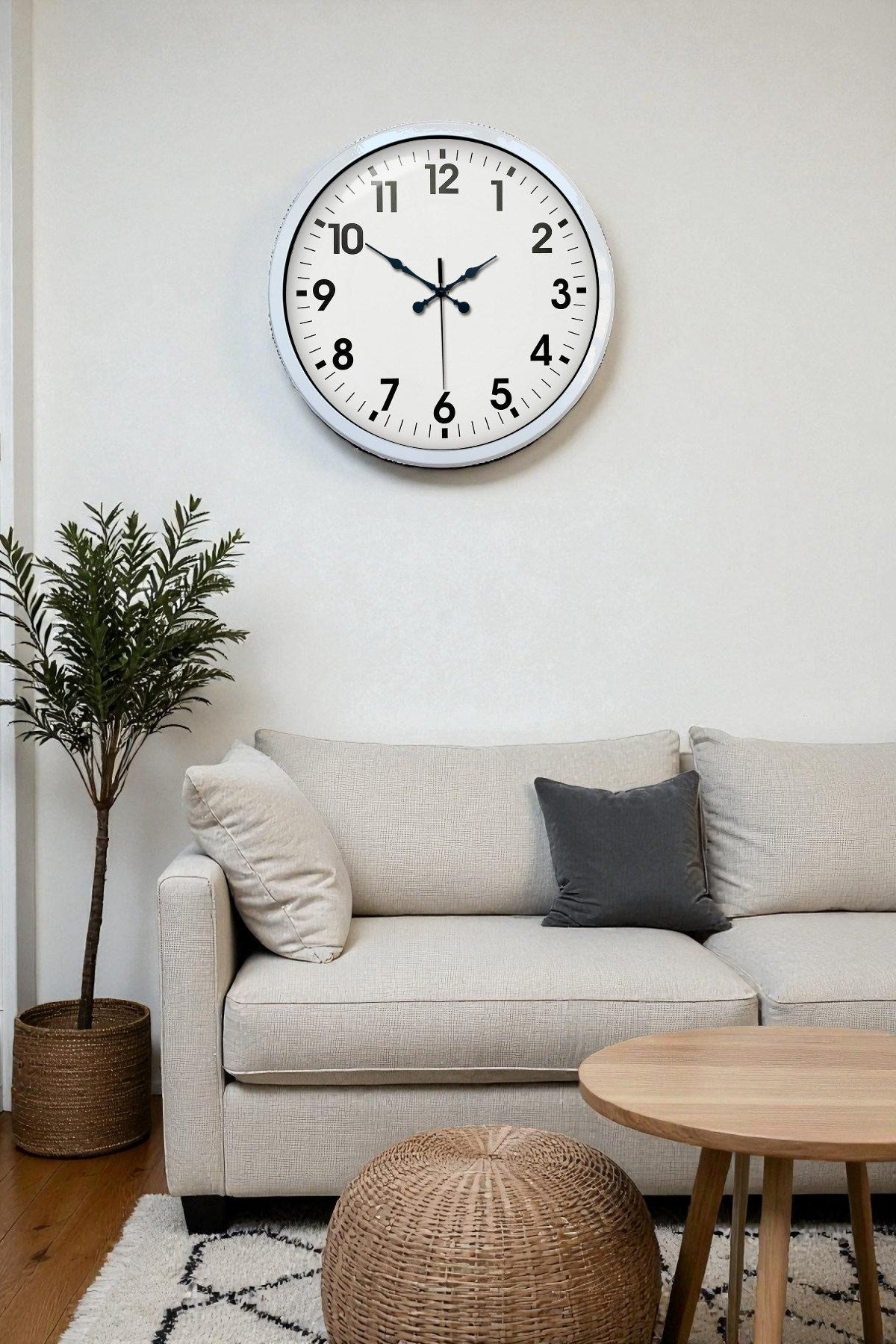 Zentime 40 Cm Metal Beyaz Klasik Duvar Saati