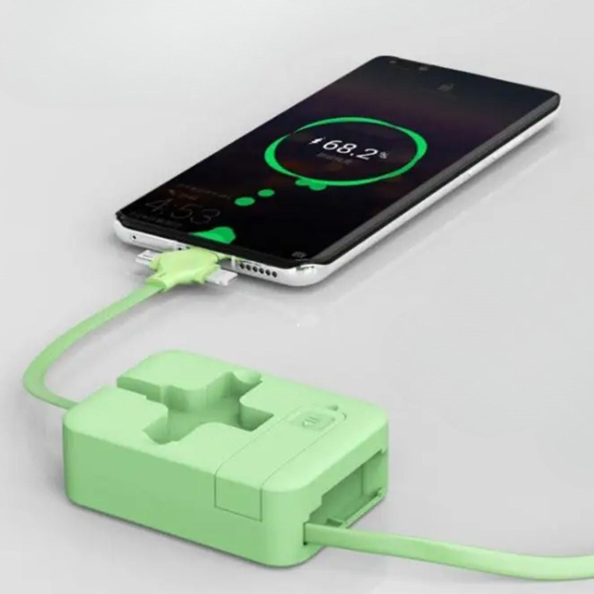 ANKAVERSE® Cep Tipi Telefon Tutuculu Makaralı Uzayıp Kısalabilen 3'ü 1 Arada USB Şarj Kablosu