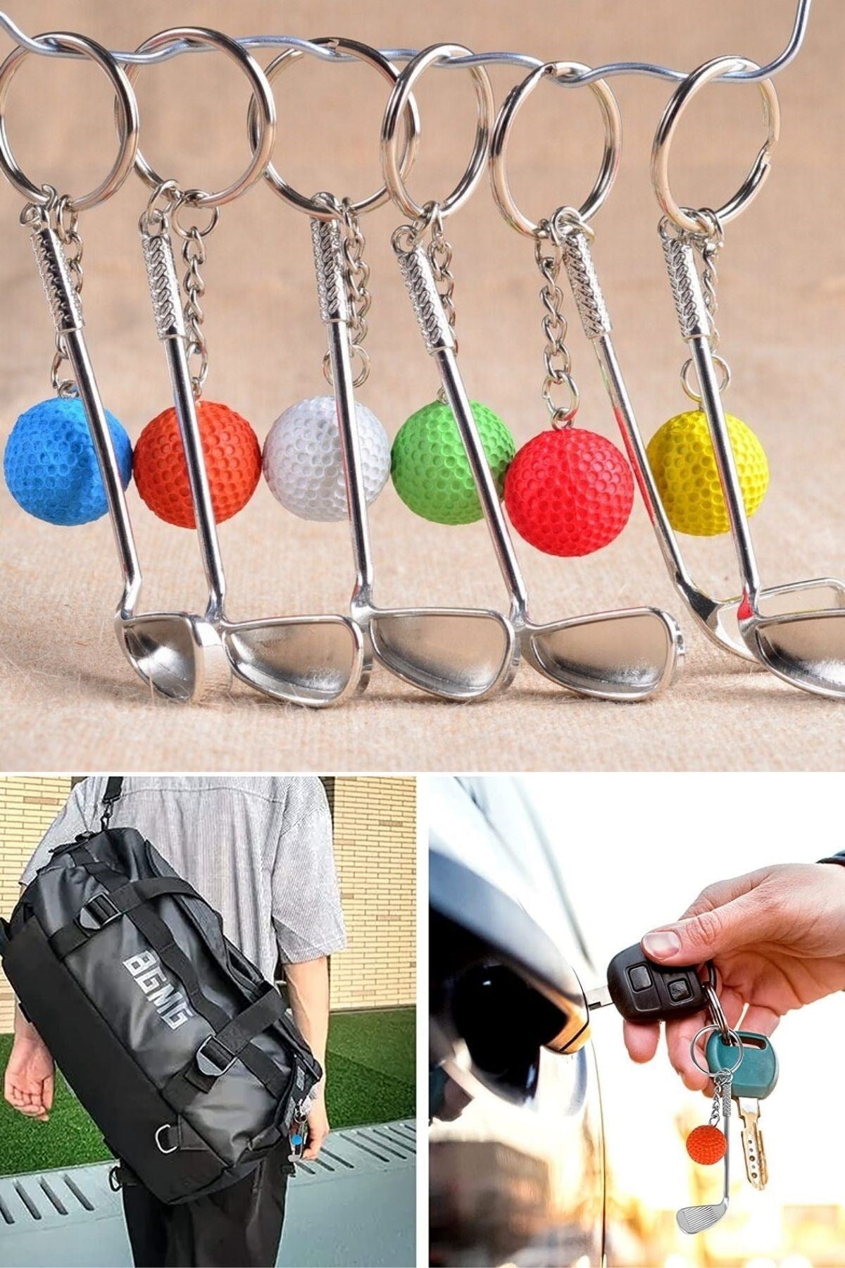 ANKAVERSE® Gerçekçi Golf Tasarımlı Şık Anahtarlık Kolye Çanta Süsü Golf Keychain