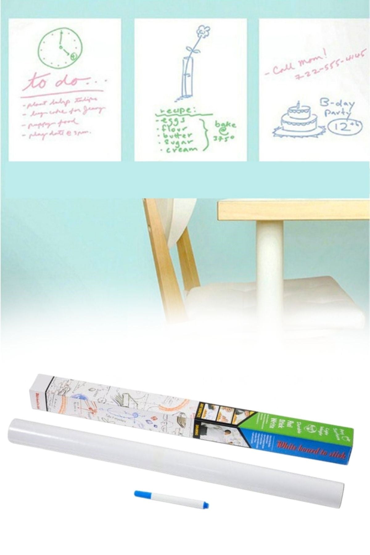 ANKAVERSE® Silinebilir Duvar Sticker Yazı Tahtası - 60x100 cm