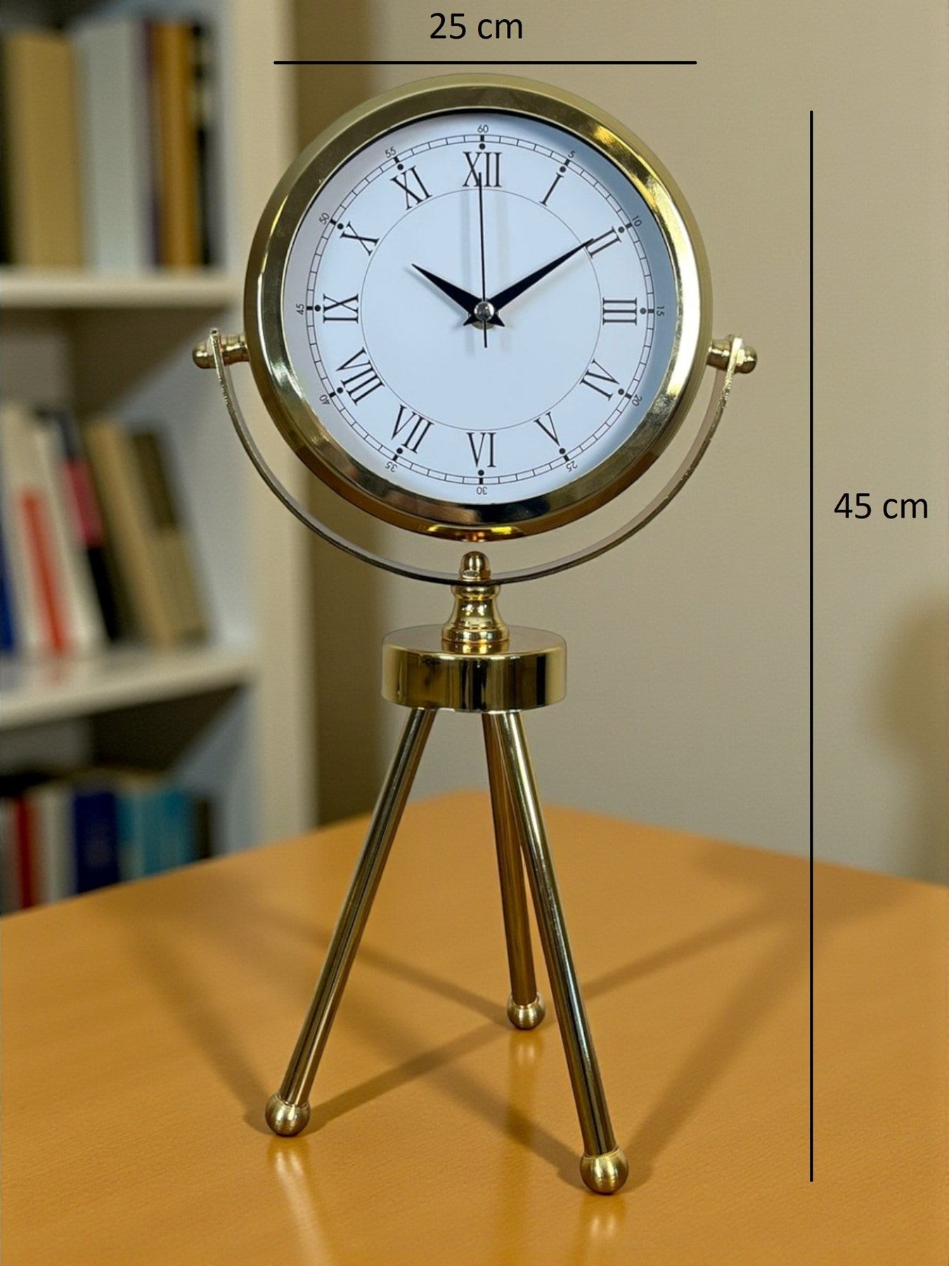 Zentime Saray Zarafeti Gold Tripod Üç Ayaklı Metal Masa Saati