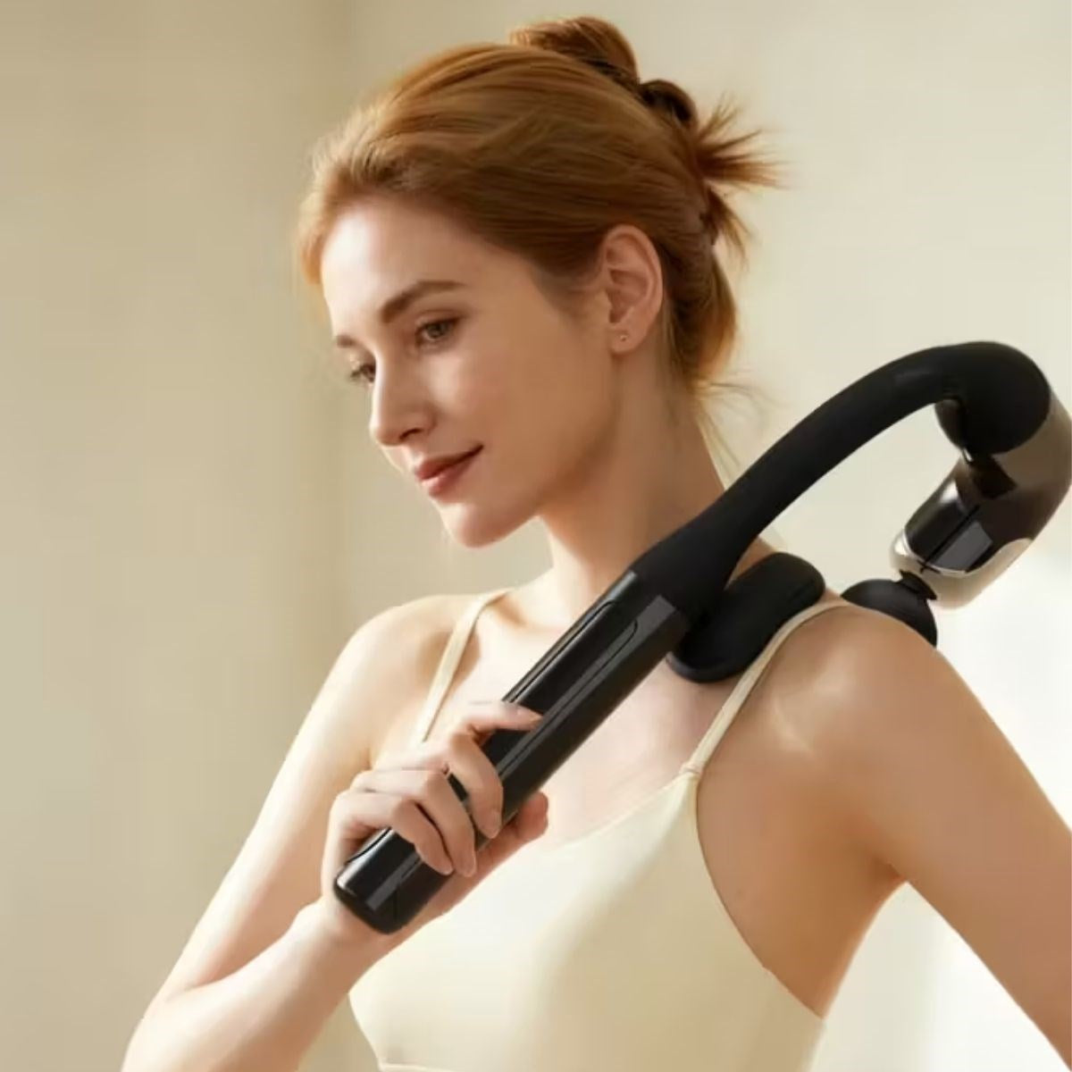 ANKAVERSE® 4 Farklı Başlıklı Uzun Saplı Derin Doku Masaj Tabancası, Boyun, Omuz ve Sırt için Ergonomik Saplı Çoklu Masaj Modlu Taşınabilir Masaj Aleti