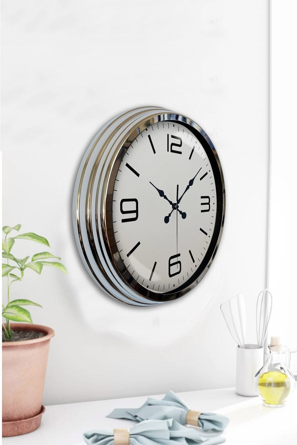 Zentime Prestij Krom Metal 40 Cm Duvar Saati