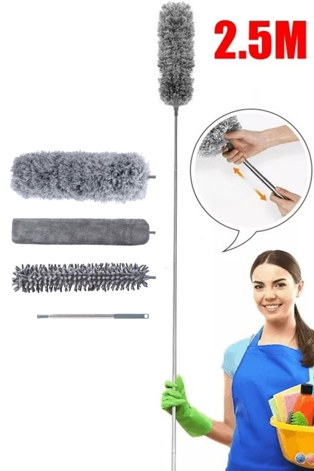 ANKAVERSE® Teleskopik 3'lü Çok Fonksiyonlu Mop Seti