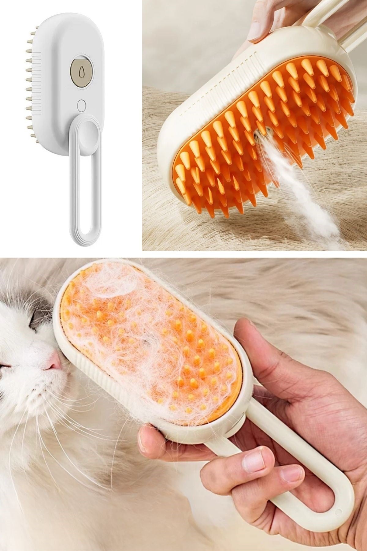 ANKAVERSE®  Saplı Su Püskürtmeli Kedi Köpek Fırçası Masaj Etkili Tüy Toplama Tarağı