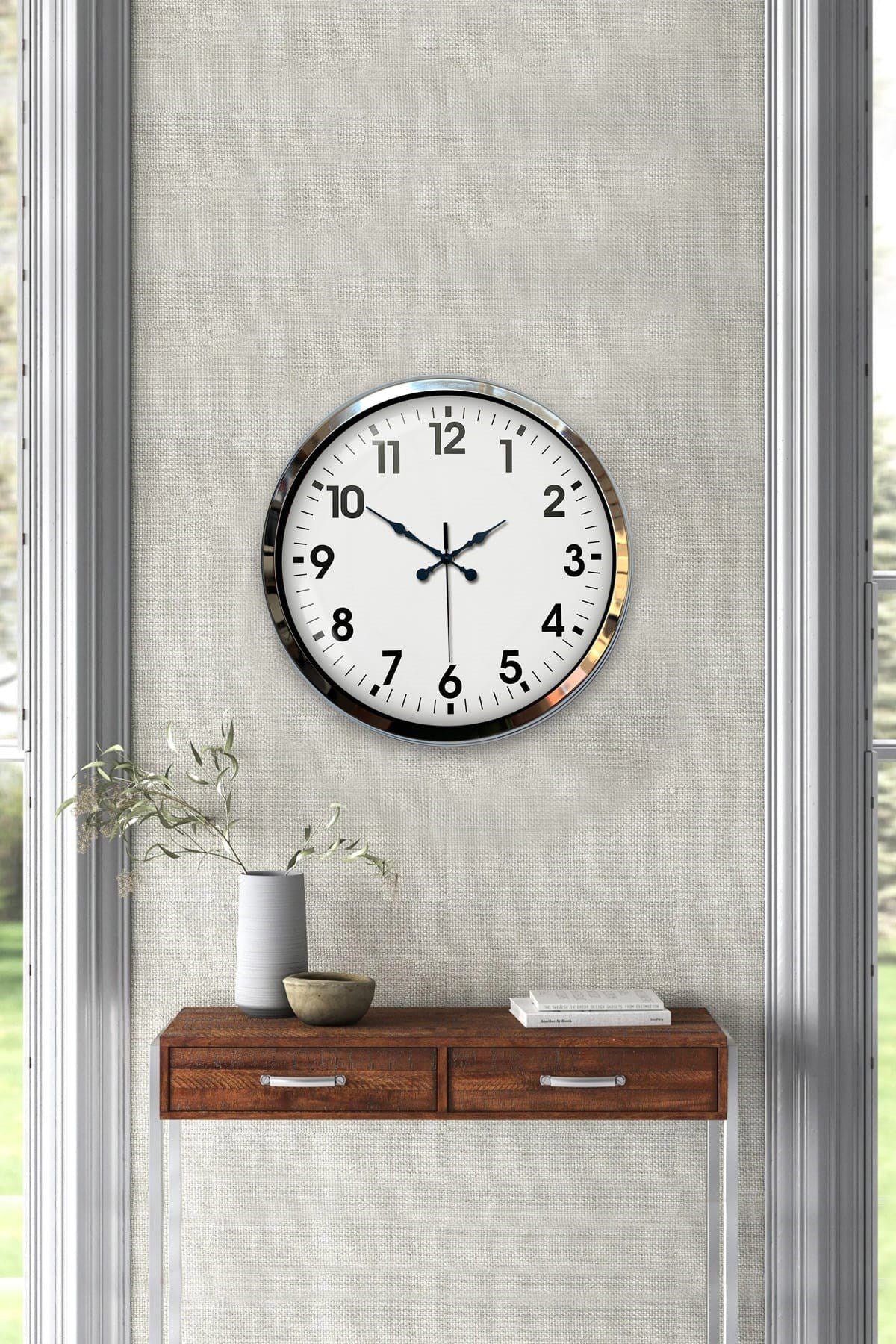 Zentime Krom Elegance 40 Cm Metal Standart Duvar Saati