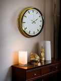 Zentime Gold & White Lüks Tasarım 40 Cm Gold Metal Duvar Saati