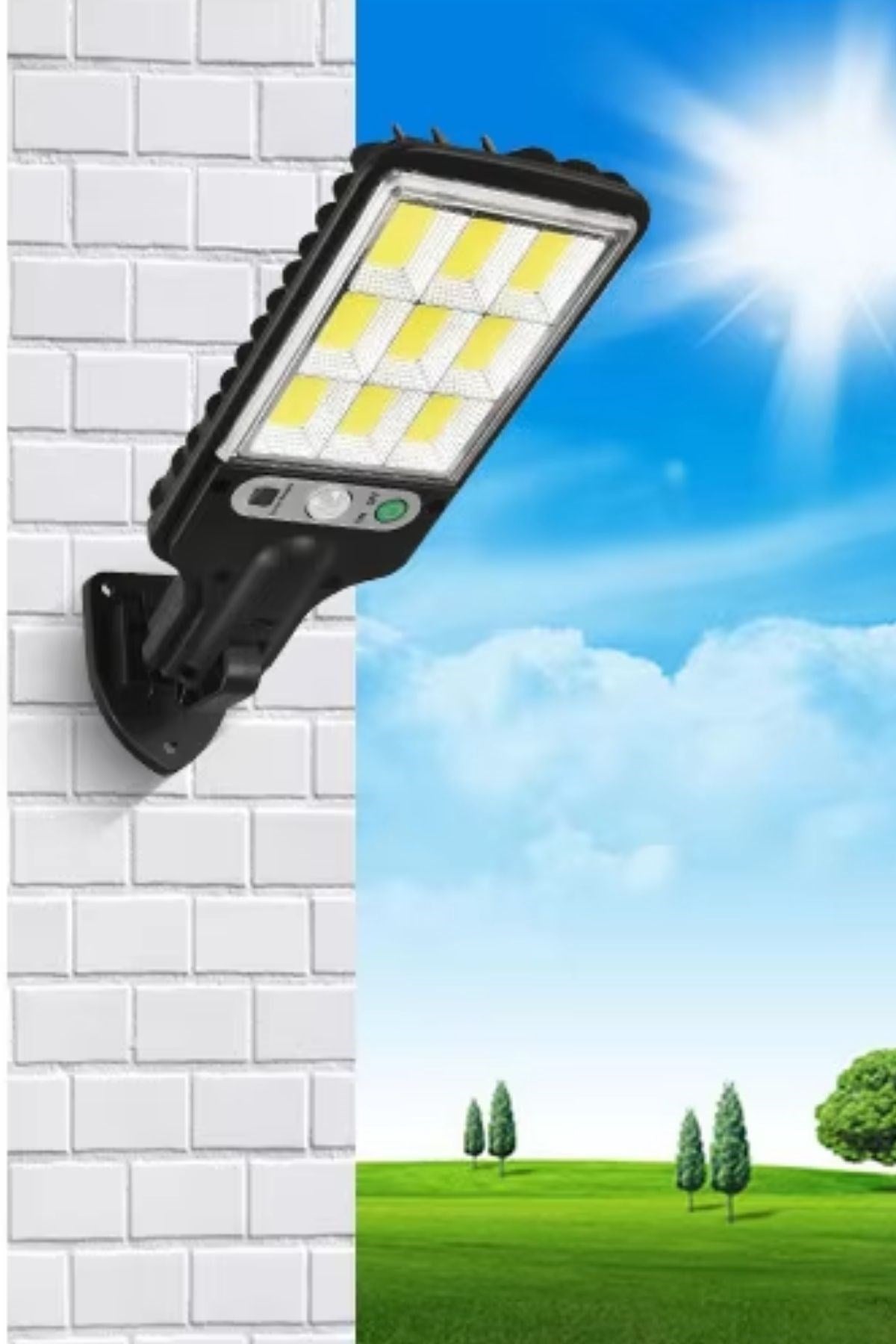 ANKAVERSE® 3 Farklı Işık Modlu Güneş Enerjisiyle Şarj Olan Dış Mekan Uyumlu Kumandalı Solar Duvar LEDİ