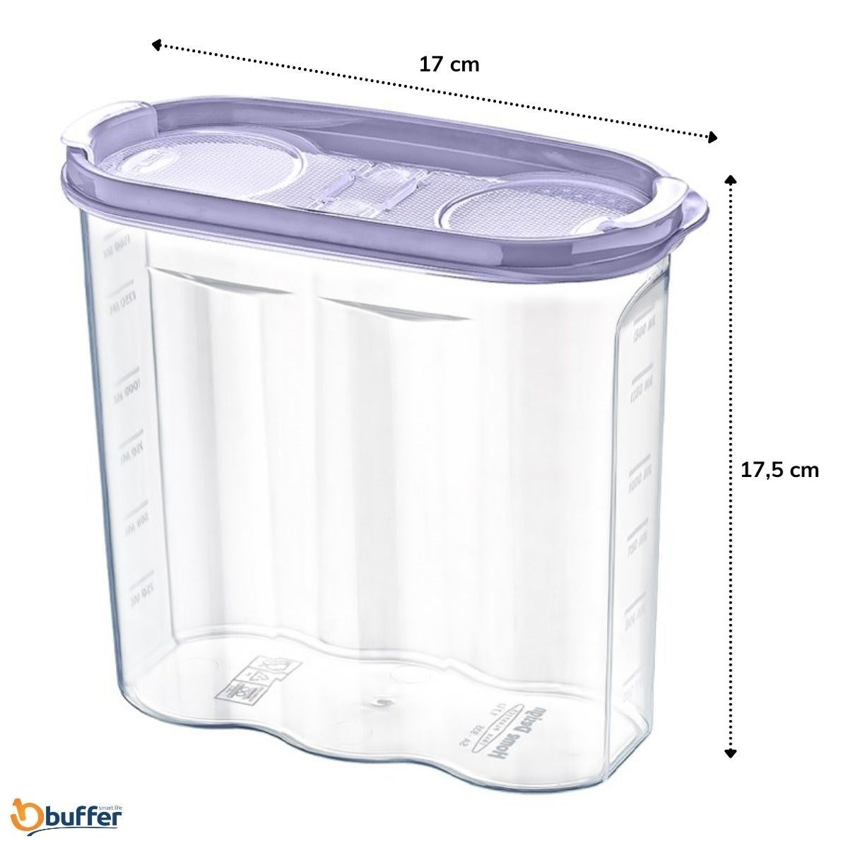 ANKAVERSE® 1.7L Çift Kapaklı Ölçekli Kuru Gıda Saklama Kabı - SA935