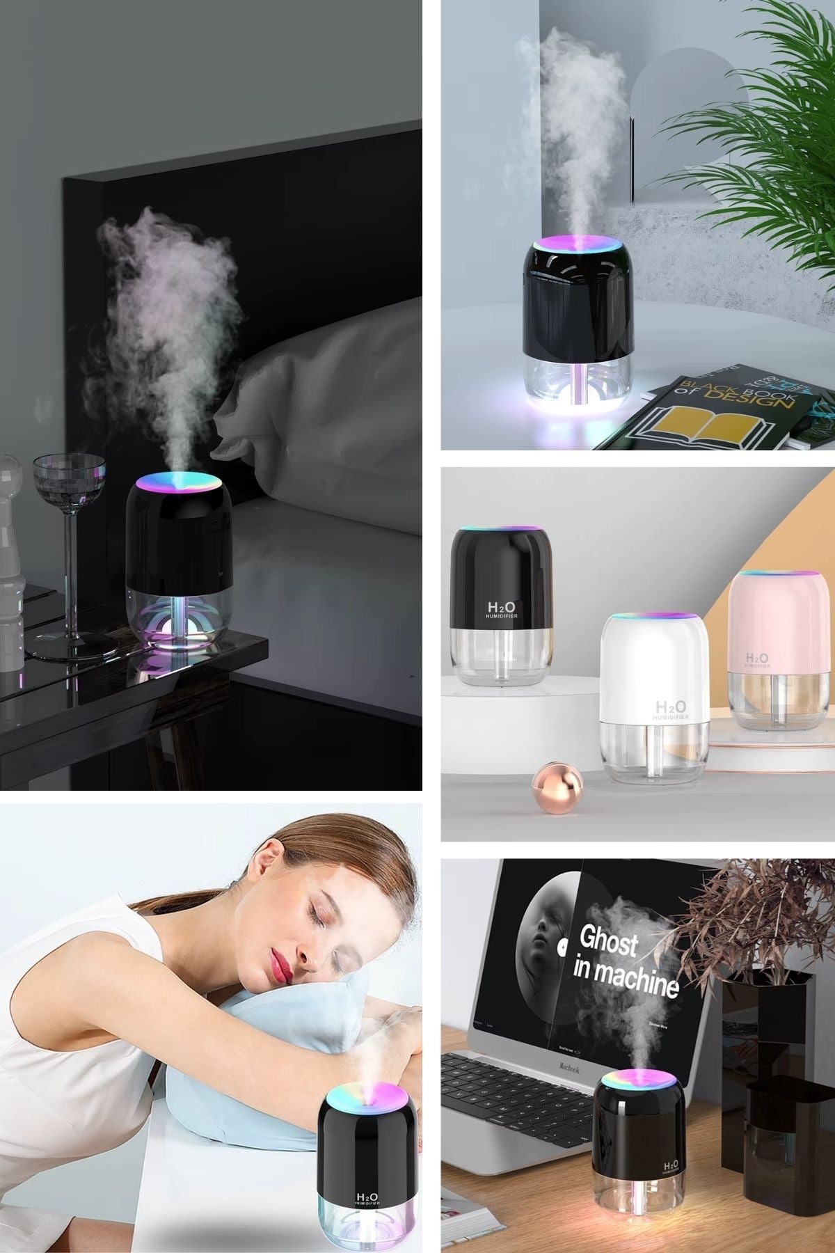 H2O Model Şeffaf Hazneli Hava Nemlendirici-Ultrasonik Soğuk Buhar Makinesi, LED Işıklı Masaüstü Oda Nemlendirici [ANKAVERSE]