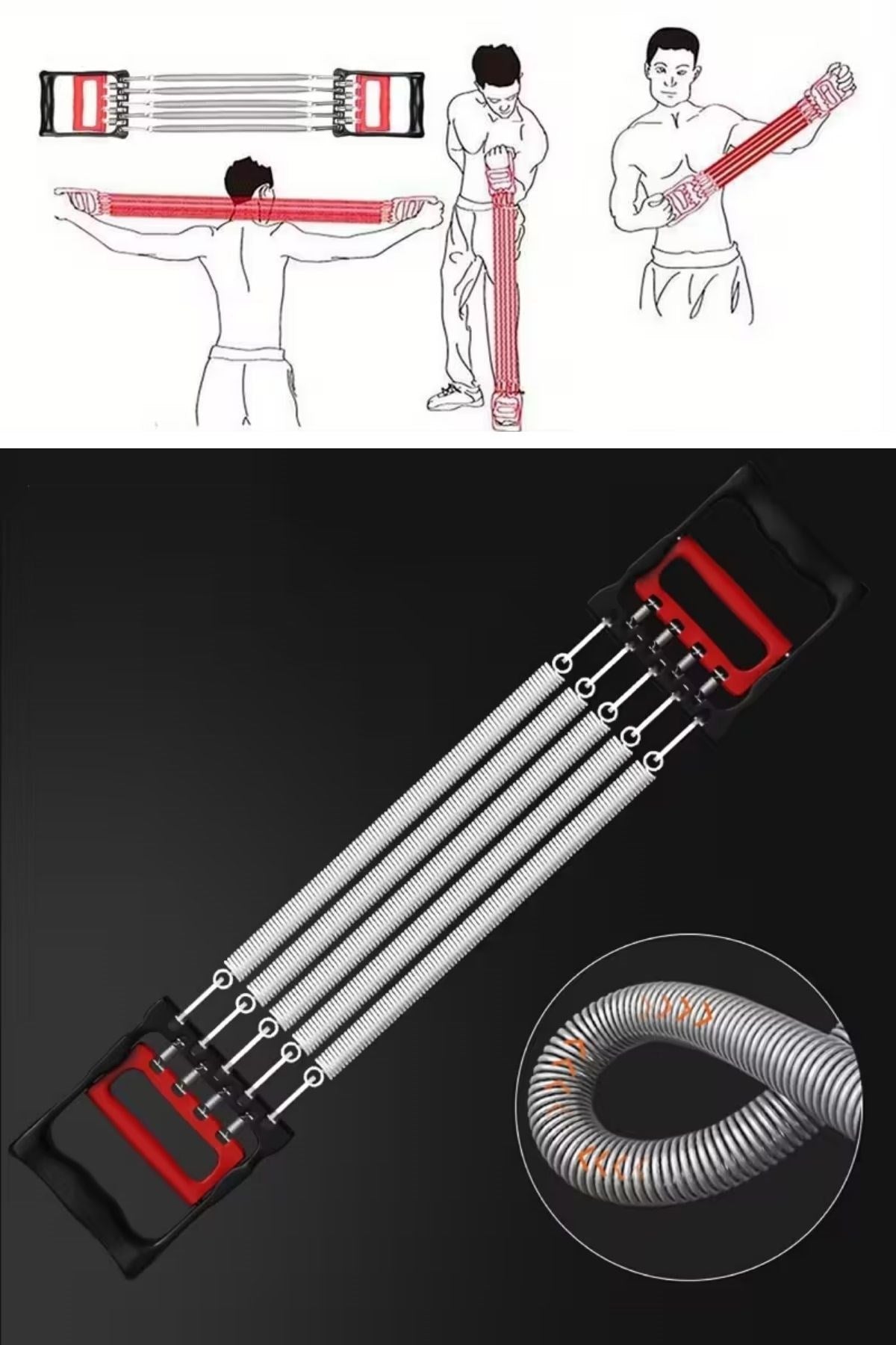 ANKAVERSE® Göğüs Genişletme ve Kuvvet Egzersiz Aleti – 5 Yaylı 5 Kademeli Ayarlanabilir Fitness ve Kuvvet Antrenmanı Ekipmanı