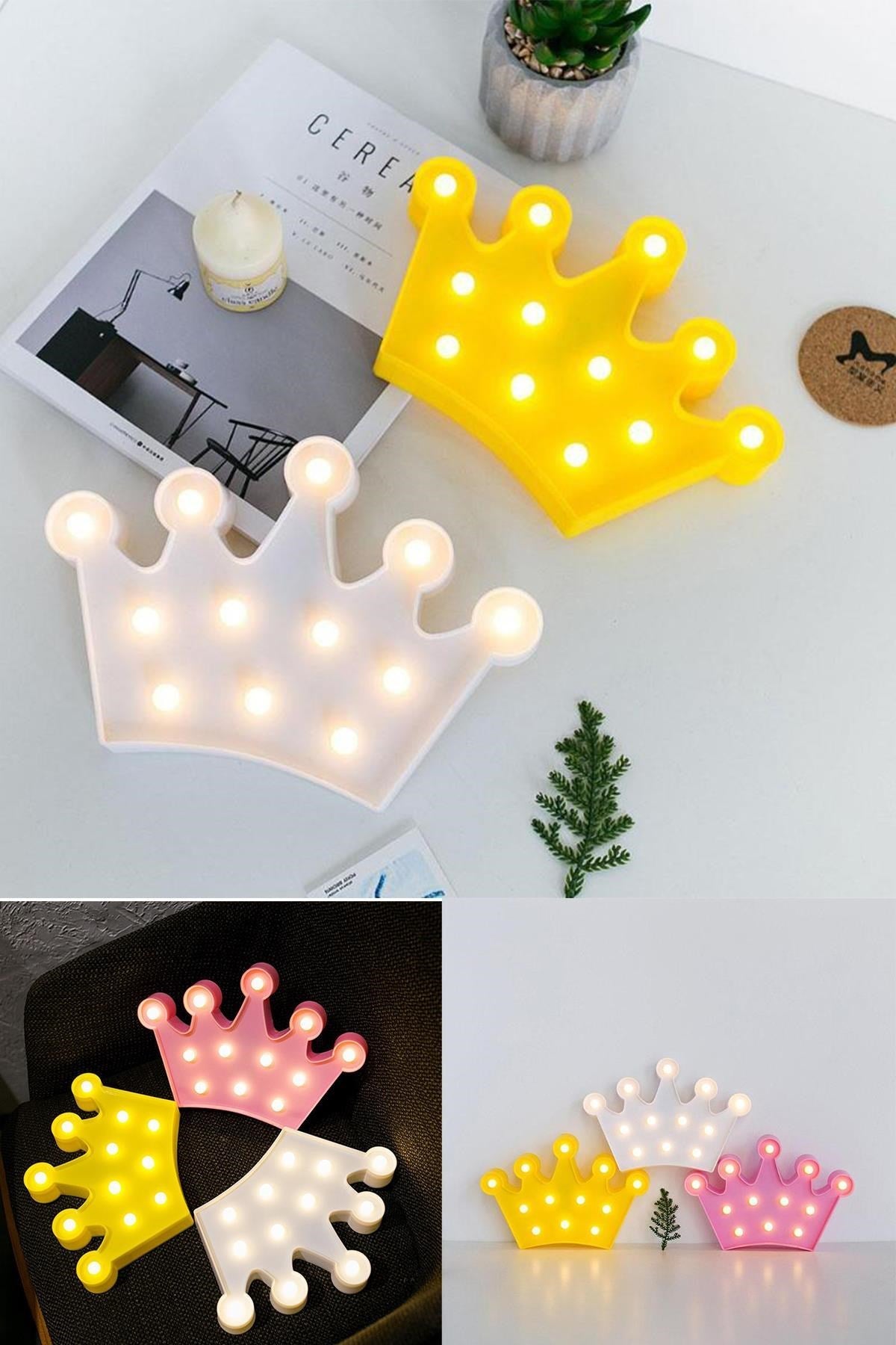 ANKAVERSE® 3D Dekoratif Pilli Kraliçe Tacı Model Led Masa ve Gece Lambası