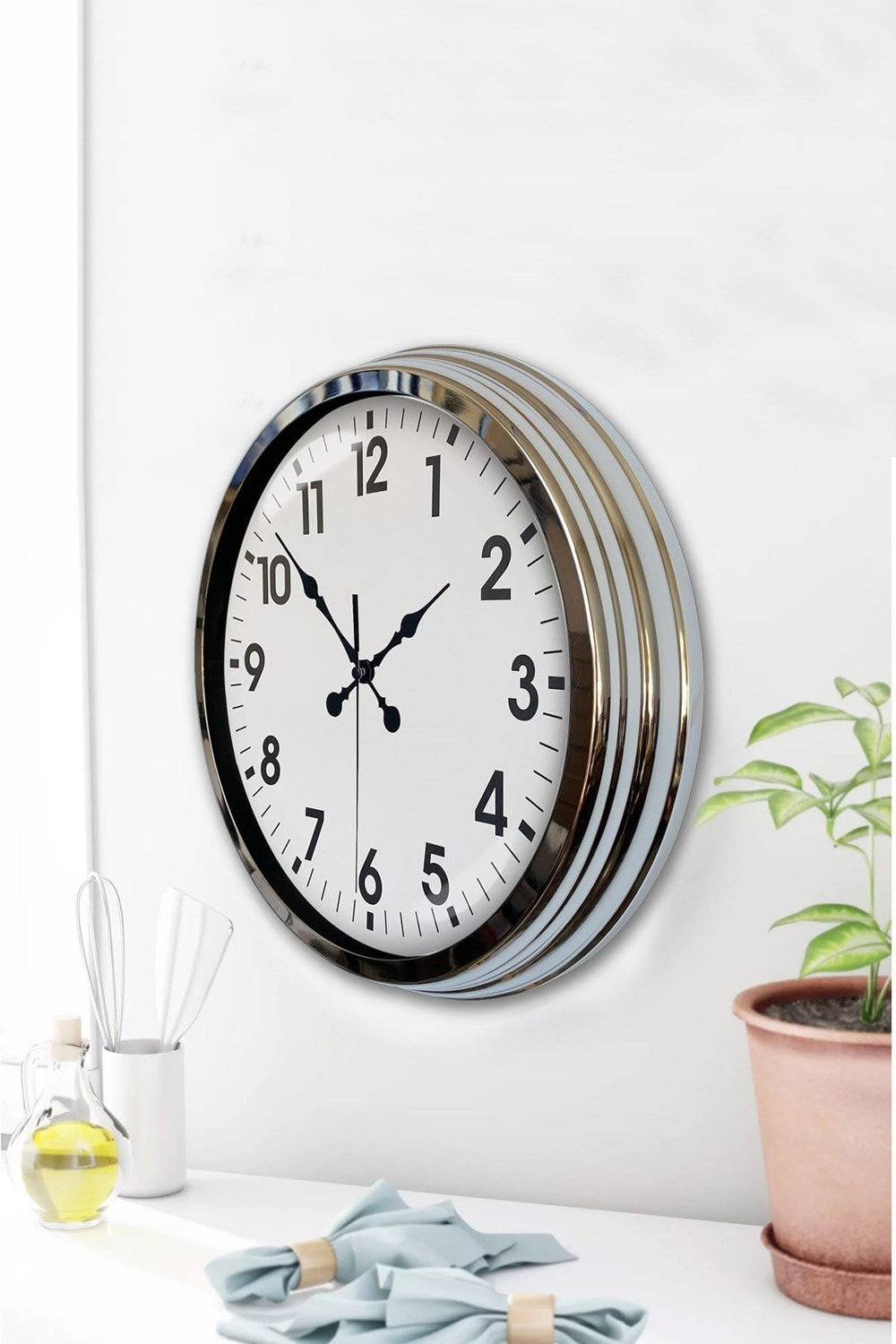 Zentime Krom Elegance 40 Cm Metal Standart Duvar Saati