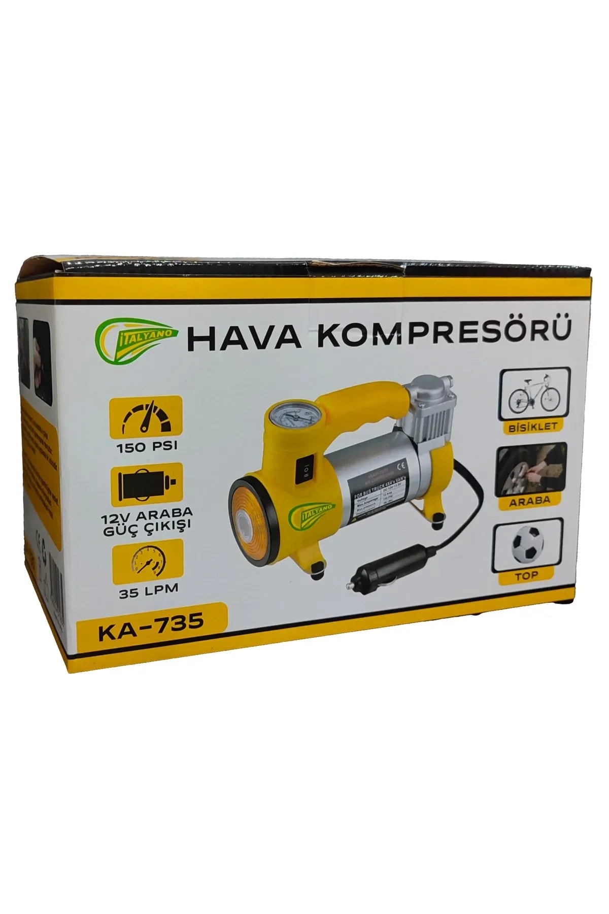 Elektrikli Araba Lastik Şişirme / 150 PSI - 12V / Taşınabilir Metal Hava Kompresörü (5286)