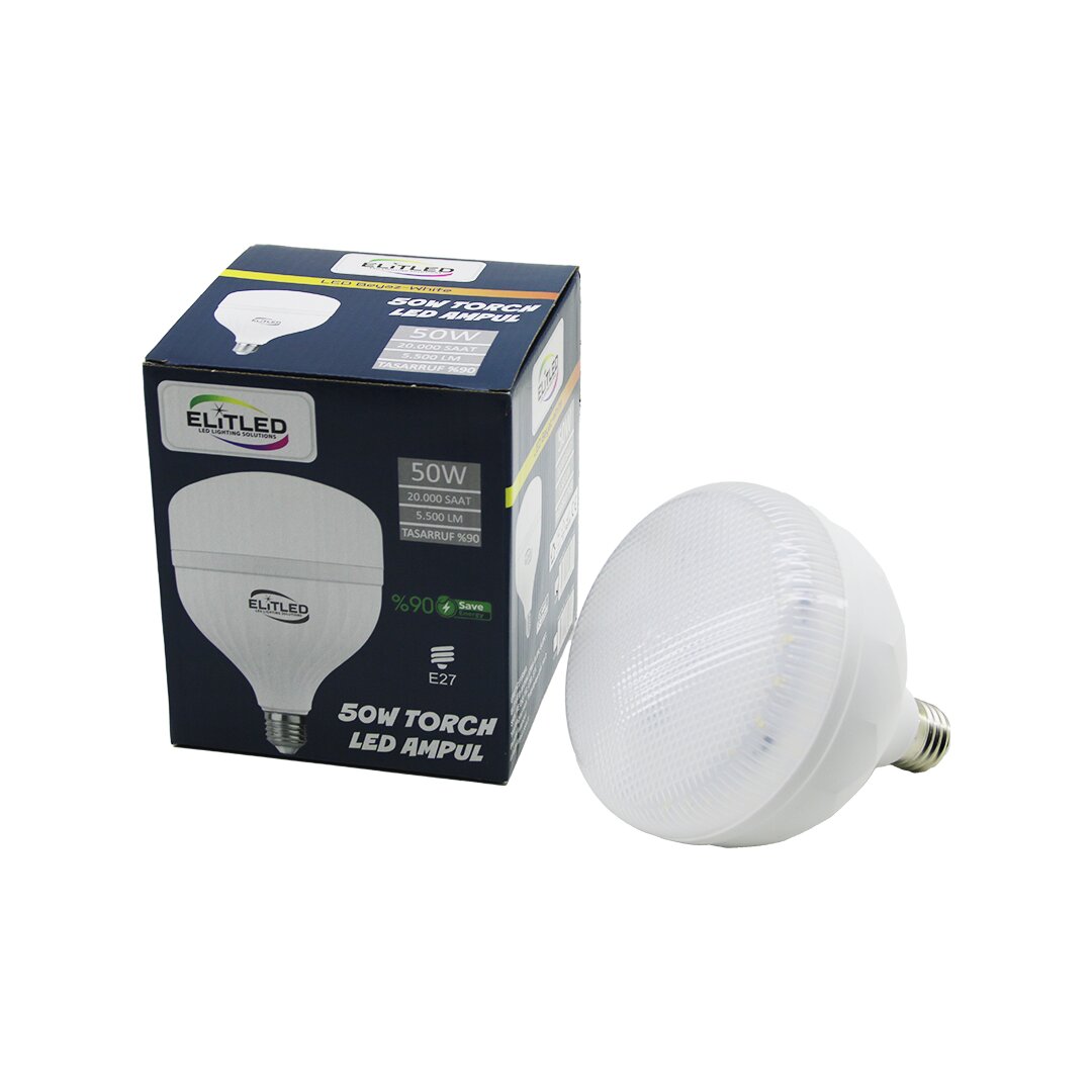 ELİTLED EL-02 12/50 50W TORCH LED BULB AMPUL BEYAZ - 6400K E27 5500 LÜMEN 20.000 SAAT ÖMÜR (5286)