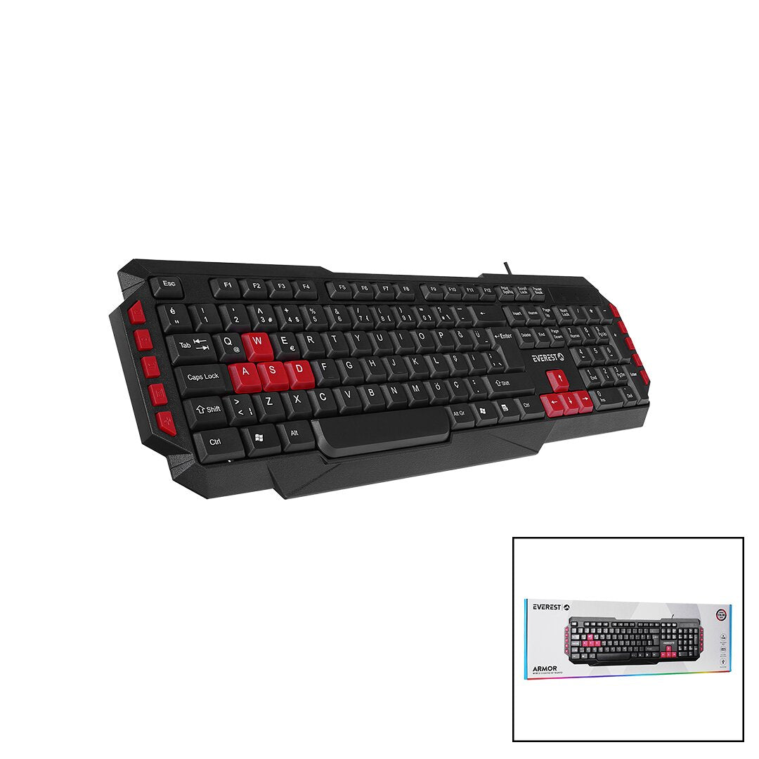 EVEREST KB-G7-ARMOR USB KABLOLU OYUNCU KLAVYE RENKLİ OYUN TUŞLARI - MULTİMEDYA TUŞLARI 150CM (5286)