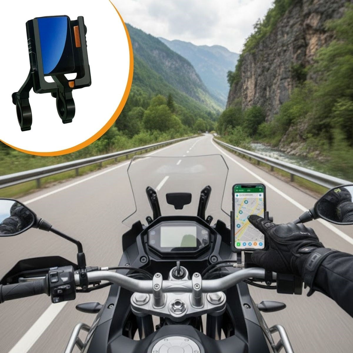 Evrensel Motosiklet Telefon Tutucu – Kaymaz, Kilitlenebilir Güvenli Tutuşlu, 360° Ayarlanabilir Gidon Bağlantılı Akıllı Telefon Aparatı (5286)