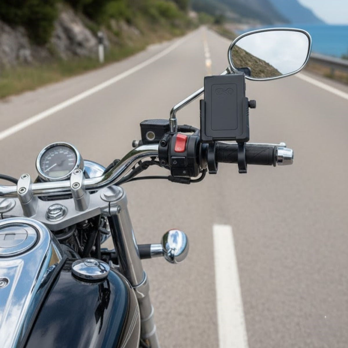 Evrensel Motosiklet Telefon Tutucu – Kaymaz, Kilitlenebilir Güvenli Tutuşlu, 360° Ayarlanabilir Gidon Bağlantılı Akıllı Telefon Aparatı (5286)