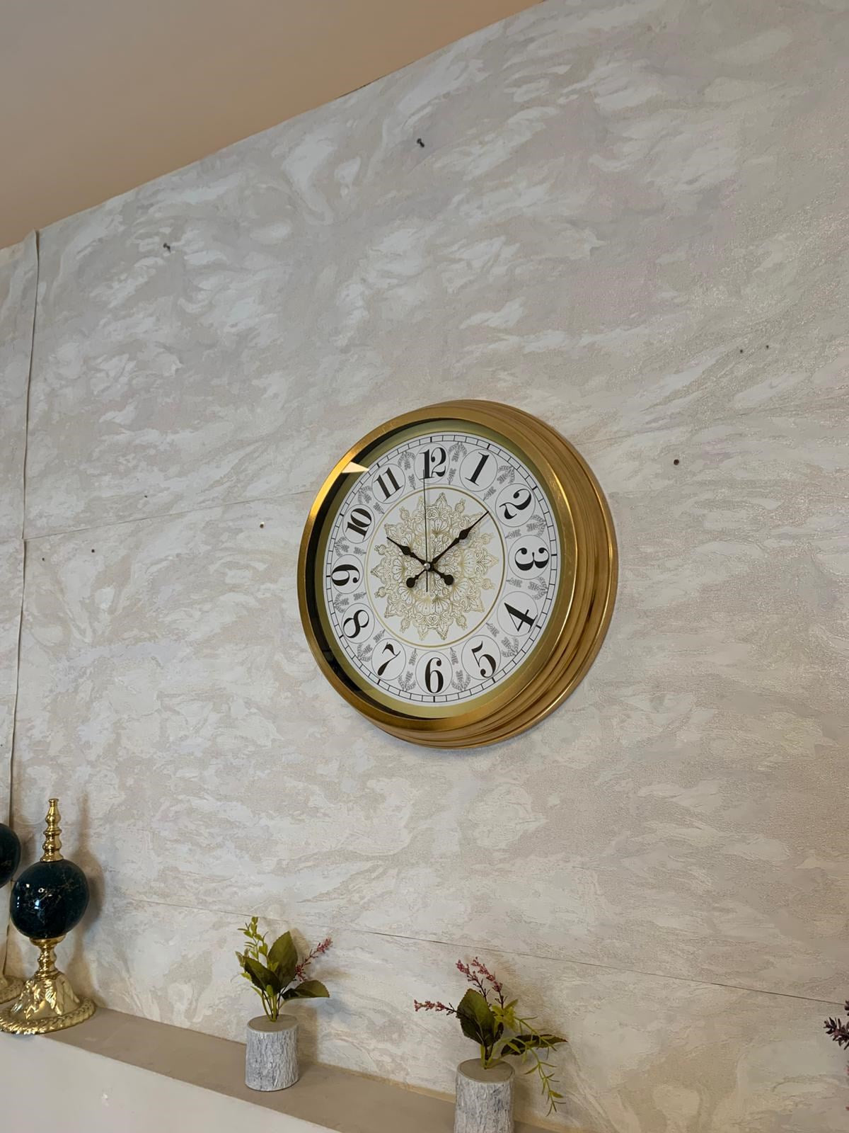 Zentime Gold Zarif 40 Cm Metal Duvar Saati