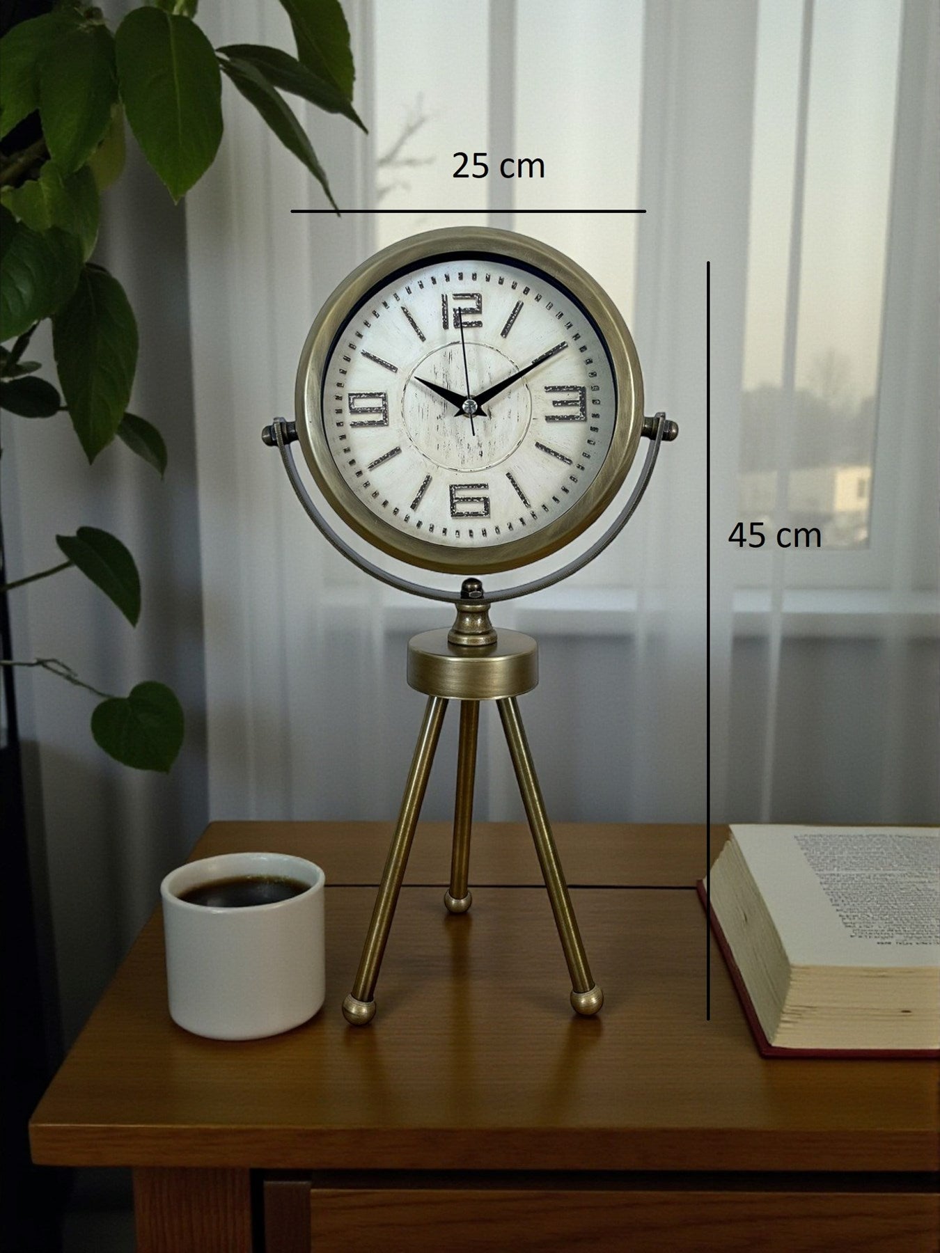 Zentime Nostalji Tripod Eskitme Üç Ayaklı Metal Masa Saati